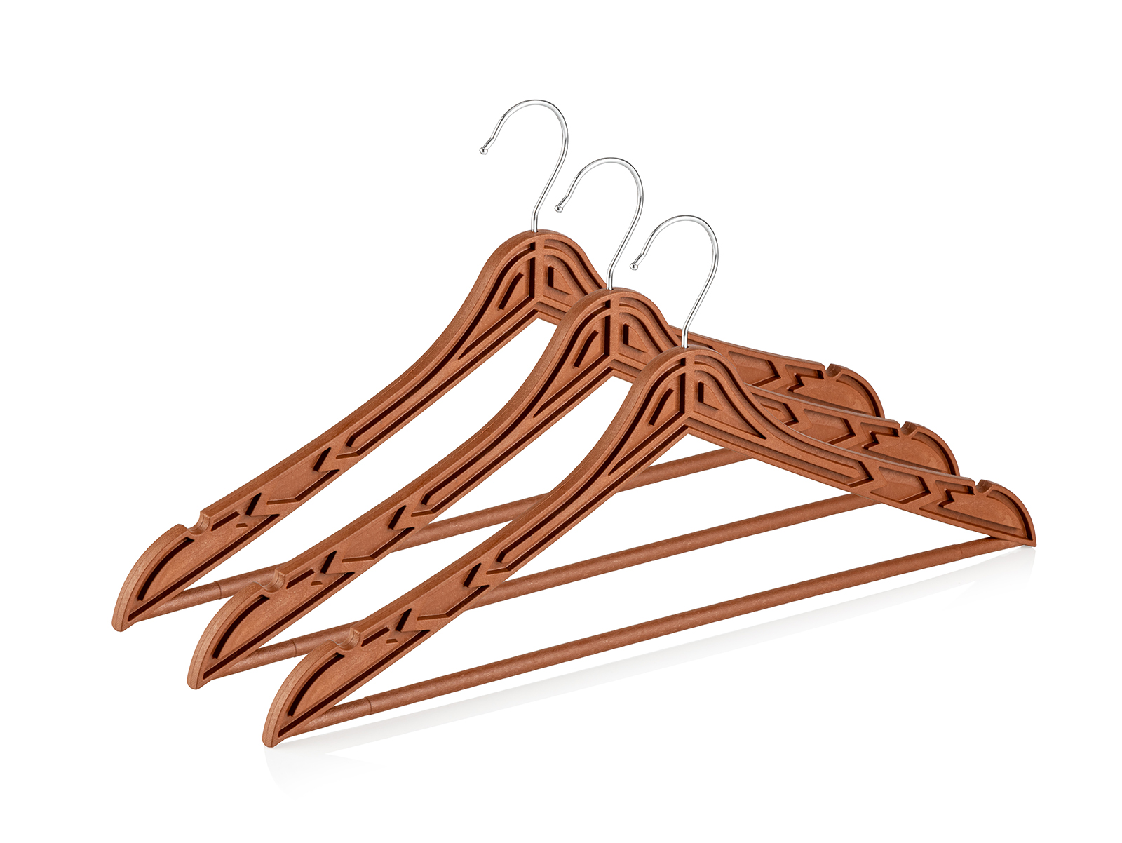 Cintre En Bois Avec Tête En Métal 3 Pcs. Set